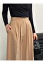 Pleated High Waist Wide Leg Modal Fabric Palazzo Pants 8039 - Mink - 6