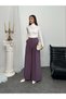 Pleated High Waist Wide Leg Modal Fabric Palazzo Pants 8039 - Purple - 7