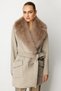 Sheepskin Collar Waist Belted Coat