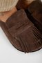 Madora Women's Genuine Leather Tasseled Sabo Brown Slippers - 4