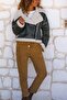 Italian Khaki Jacket with Collar, Zipper Pockets, Fur Suede Casual Coat 60 50 - 5