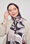 شال العلامة التجارية بنمط الزهور المجردة باللون الأسود والبورجوندي - 2