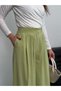 Pleated High Waist Wide Leg Modal Fabric Palazzo Pants 8039 - Green - 7
