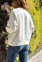 Ecru Crew Neck Washed Cherry Detailed Soft Textured Loose Sweater 60 55 - 2
