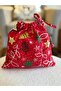 Bell Pattern Christmas New Year Pouch - Linen Cloth Pouch - 20X20 - Gift Bag - Cloth Bag