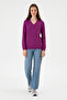 Women's Violet V-Neck Basic Sweater 50313590-Vr203 - 4
