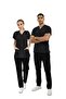 Unisex Black Anchor Pattern Doctor Nurse Hospital Chef Scrubs Uniform Set