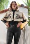 Ecru Hooded Buttons Piped Süzene Embroidered Casual Cashmere Bolero Woven Poncho 43 75 - 3