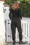 Black Pocketed Elastic Waist Straight Leg Casual Faux Leather Knitted Trousers 95 65 - 6