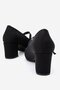 Women's Piped Buckle Heeled Shoes; Black Zra - 8