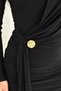 Women's Black Sandy Draped Gold Buckle Detailed Mini Dress - 2