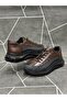 Brown Genuine Leather Rubber Laced Sneakers - 3
