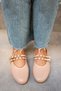 Pari Nude Leather Gold Buckle Women's Ballerinas - 3