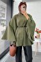 Single Button Belted Gabardine Poncho - Khaki - 4