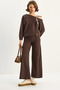 Women's Bitter Brown Shawl Accessory One-Shoulder Top and Loose Trousers Thessaloniki Set 6940 60283708