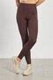 Women's High Waist Polyamide Leggings - Bitter Brown - 2