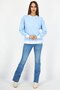 Women Round Neck Long Sleeves Tie Dye Sweatshirt, Blue - 2