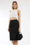 Women's Black Diver Fabric Pencil Skirt with Elastic Waist and Back Slit Below the Knee - 5