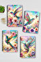 Cute Little Bird Stained Glass Look Design Wire Spiral A5 Unlined 4-Piece Souvenir, School Notebook Set