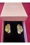 Milena Istanbul Three Drop Zircon Stone Flower Gold Earrings - 2