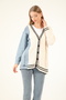 50619 - Comfortable and Stylish Knitwear Jacket with Denim Garnish