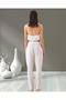 Women's Textured Cotton Fabric Regular Fit Trousers with Snap Fasteners and Zipper Closure Side Pockets - 5