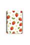 Strawberry Themed Design Wire Spiral A5 Unlined 4-Piece Souvenir, Memory, School Notebook Set - 4