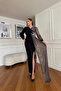 Women's Leopard Detailed Slit Evening Dress Nbnc2509 - 3