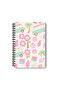Pastel Retro Themed Design Wire Spiral A5 Unlined 4-Piece Souvenir, Memory, School Notebook Set - 4