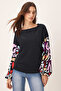 Women's Anthracite Colorful Sleeve Casual Blouse Arm-20K001085 - 2