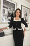 Women Button Detailed Tweed Fabric Design Dress Nbnc3042 - 6