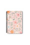 Pastel Color Flowers Design Wire Spiral A5 Squared 4-Piece Souvenir, Memory, School Notebook Set - 2