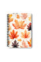 Autumn Leaves No:1 Design Wire Spiral A5 Squared 4-Piece Souvenir, Memory, School Notebook Set - 3