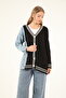 50619 - Comfortable and Stylish Knitwear Jacket with Denim Garnish - 4