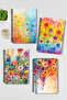 Vibrant Color Flowers Design Wire Spiral A5 Unlined 4-Piece Souvenir, Memory, School Notebook Set