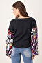 Women's Anthracite Colorful Sleeve Casual Blouse Arm-20K001085 - 4