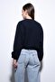 Navy Blue Elastic Waist Crop Women's Coat - 8