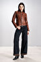 Rania Women's Mock Neck Slimfit Real Leather Coat - 6