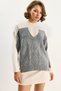 Women's Cream Gray Color Blocked Oversize Knitwear Sweater Tk251078 60283721