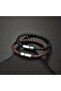 Black and Brown Men's Leather Bracelet Combination - 2