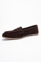 F02 Dark Brown Suede Genuine Leather Women's Loafer Shoes - 4