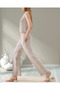 Women's Natural Oversized Linen Basic Trousers with Elastic Waist and Lace-Up Closure - 3