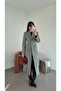 Gray Cashmere Coat with Belted Waist - 2