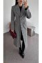 Gray Cashmere Coat with Belted Waist - 5