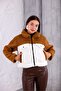 Trend Women's White Coffee Plush Jacket |   Winter Crop Short Zippered High Collar Coat - 6