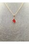 Gold Color Red Wavy Turkish Flag Model Necklace Unisex