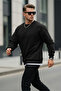 Men's Crew Neck Casual Black Sweatshirt - 6