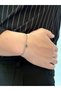 Silver Men's Chain Bracelet Stainless Steel Does Not Lose Color Unisex Non-Tarnish Steel Bracelet with Green Stone - 5