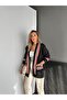 Black Red Striped Sweat Cardigan