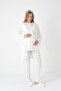 Women's Ecru Lace Buttoned Winter Special Design Maternity Pajama Set - 7